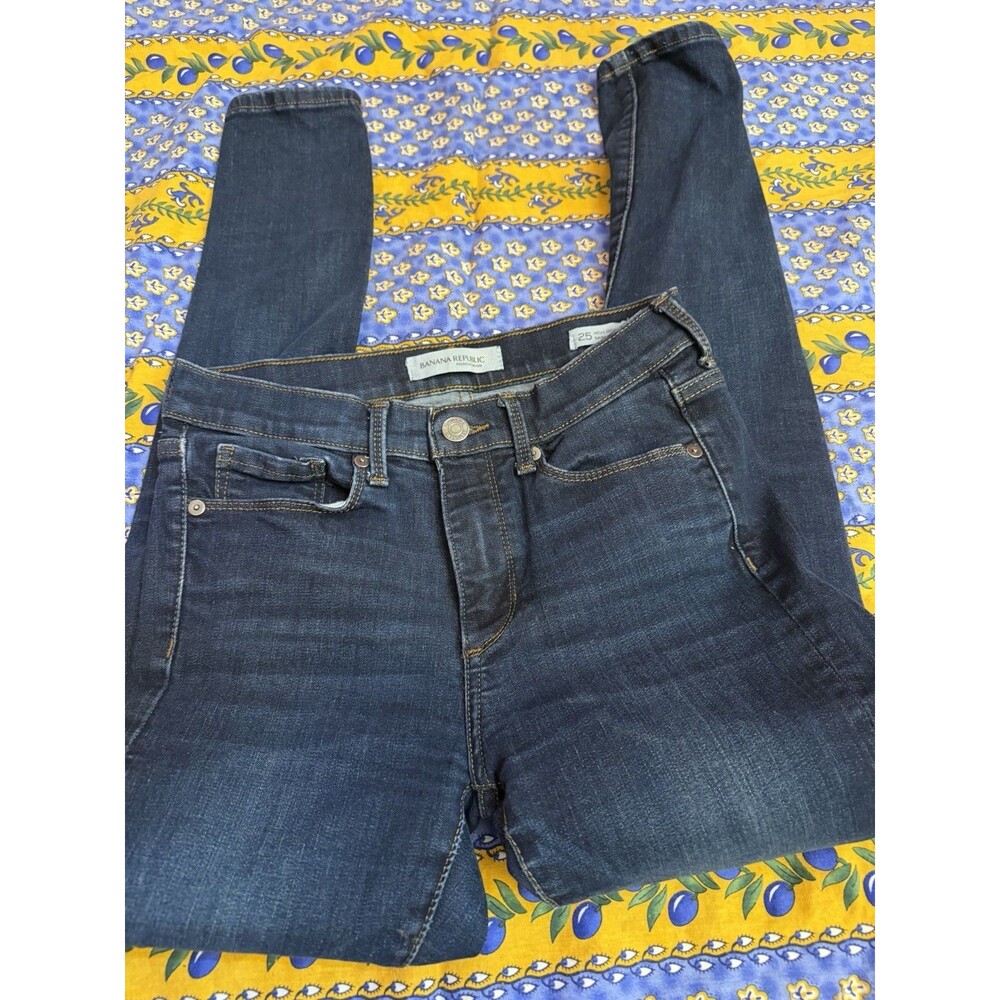BANANA REPUBLIC HIGH RISE SKINNY ANKLE DARK WASH DENIM JEANS WOMENS SIZE 25